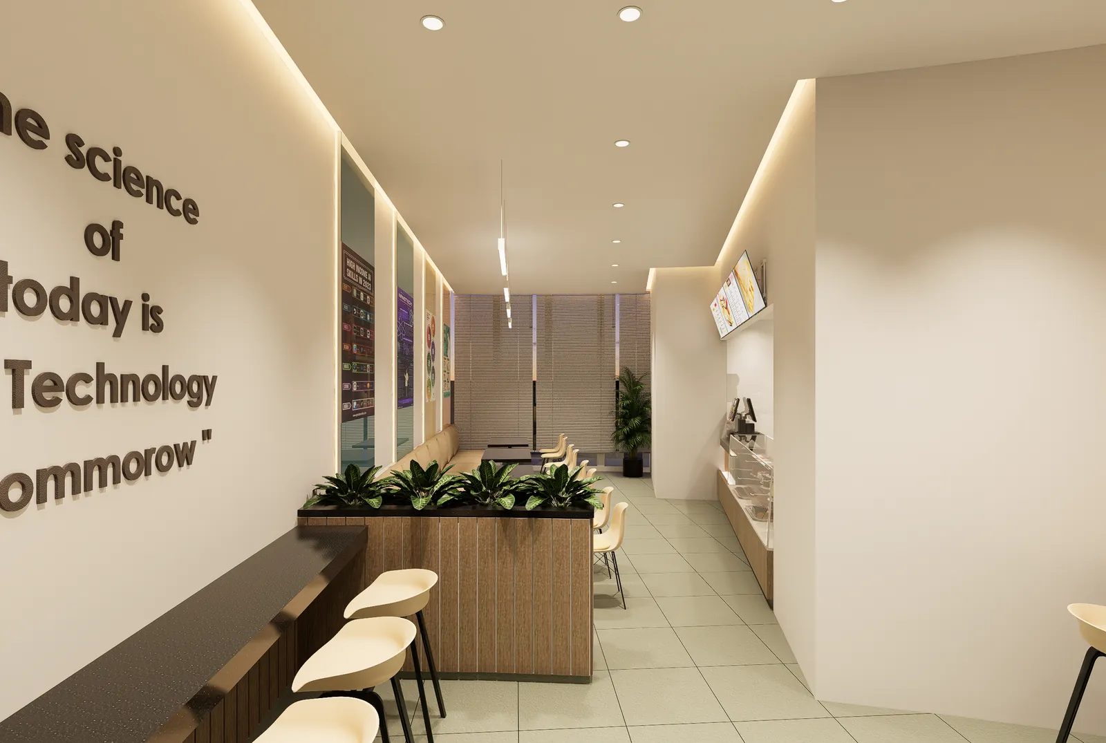 Café interior fit-out within the DSC Cluster C campus network